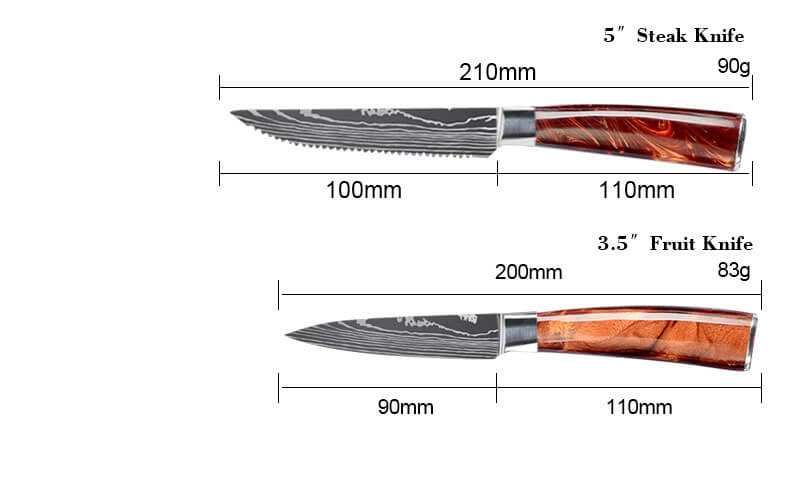 kitchen knife with yellow resin handle