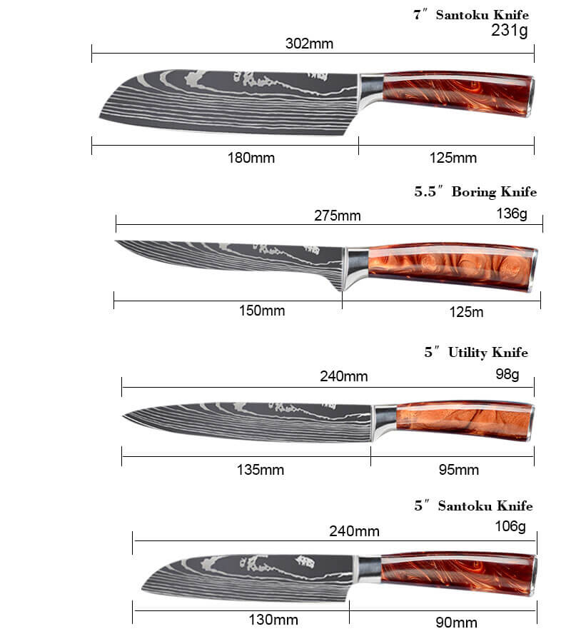 kitchen knife with yellow resin handle