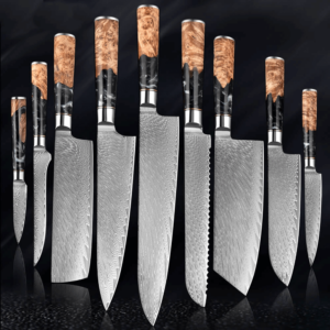 Damascus kitchen knife sets