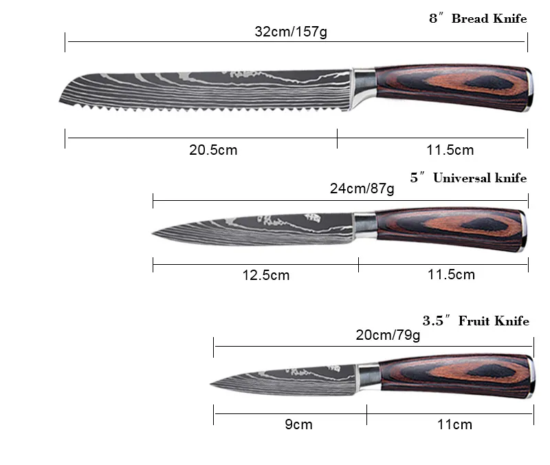  Stainless steel kitchen knives