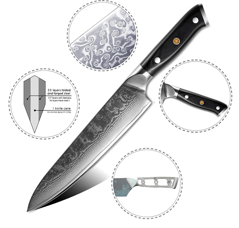 9 PIECE DAMASCUS KITCHEN KNIFE SET